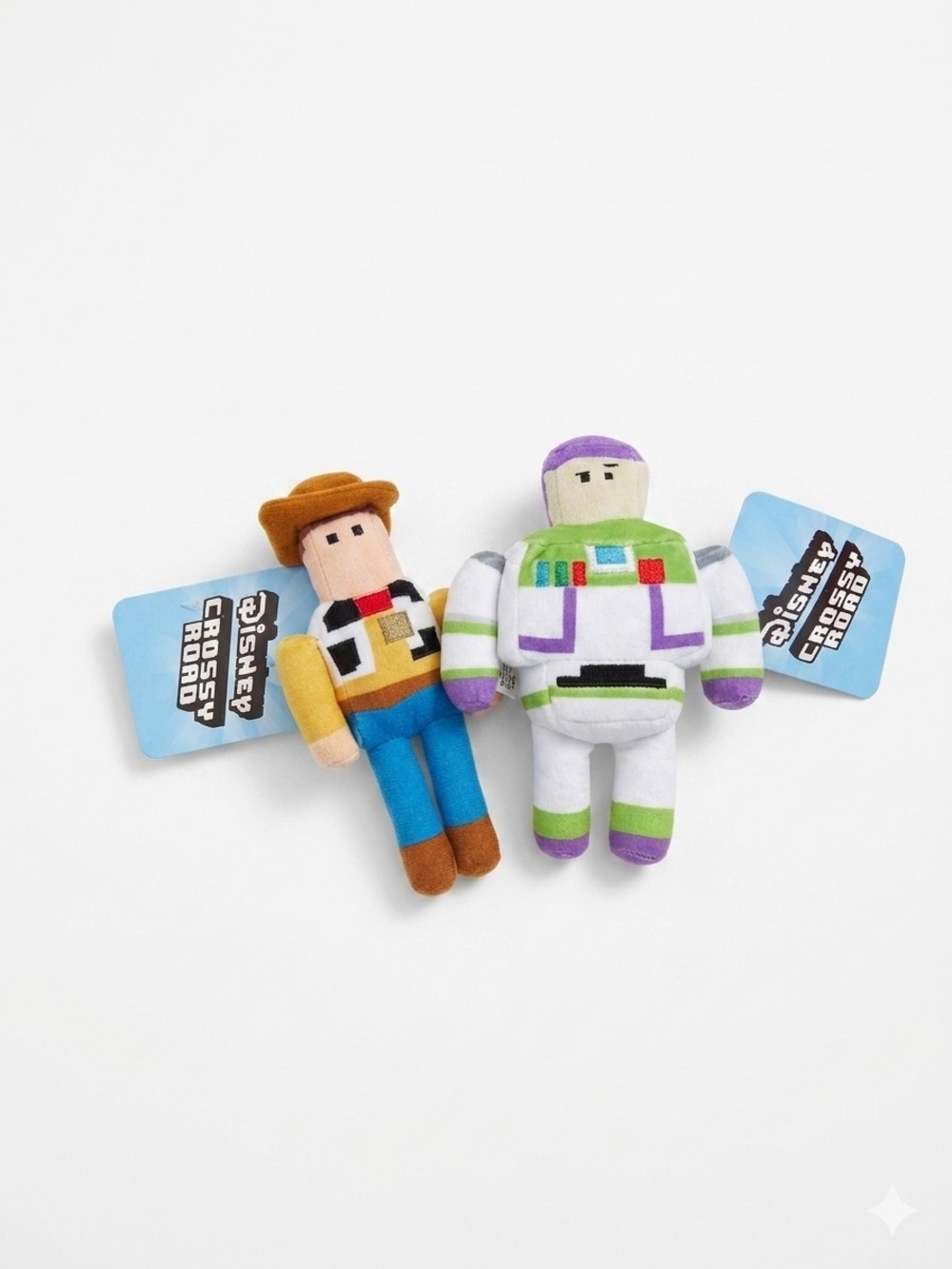 Disney Woody & Buzz Plush Crossy Road Pair - White, Purple, Brown, Blue